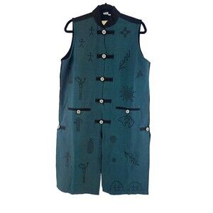 Venus Imports Vest Cardigan Teal Button Sleeveless Tunic Long Tags Womens Small